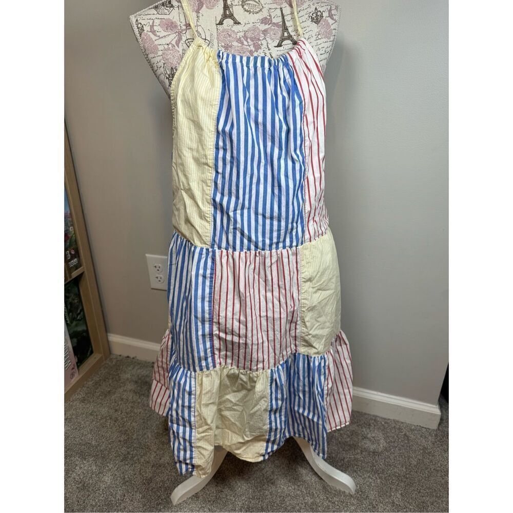 Vineyard Vines Patchwork Stripe Midi Dress in Blue, Red & Cream